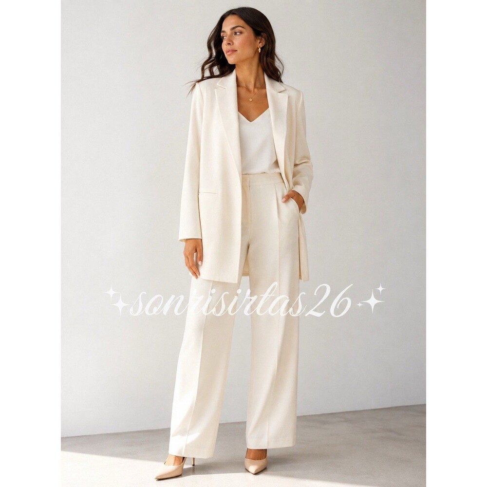 Lafayette 148 New York Longline Wool Blazer Ivory Cream Sz XL Quiet Luxury